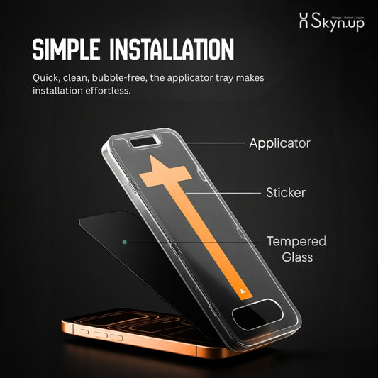 Skynup Magic Box Tempered Glass Screen Protector | High Clarity, 9H Hardness Scratch Resistant, Full Coverage, Military-Grade, Shatterproof, Screen Guard with Ultra Fit Tray