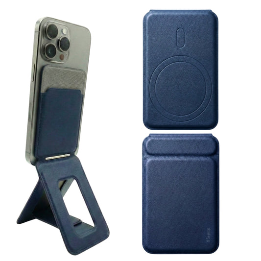 SkynUp Handy Magnetic Wallet with Built-in Stand Tripod Stand | Strong Magnets | Holds 3+ Cards | Magsafe Wallet Compatible with iPhone 17/16/15/14/13/12/Pro/Pro Max/Plus Series (Deep Sea)