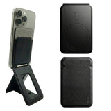 SkynUp Handy Magnetic Wallet with Built-in Stand Tripod Stand | Strong Magnets | Holds 3+ Cards | Magsafe Wallet Compatible with iPhone 17/16/15/14/13/12/Pro/Pro Max/Plus Series (Meteroite Grey)