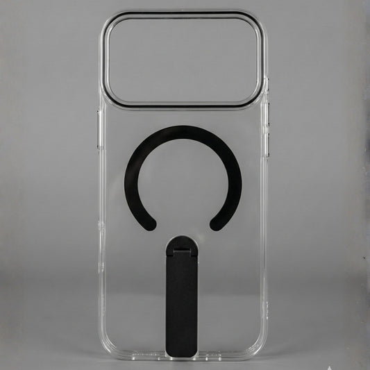 Skynup Titan Collection: Clear MagSafe Case with Metallic Stand for iPhone 17 Pro | Premium Designer Mobile Back Cover | Skynup