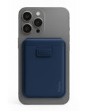 SkynUp Yoga Magnetic Wallet Slim Card Holder with Stand | Strong Magnetic Grip Holds 3+ Cards | Premium Leather | Designed for MagSafe Compatible with 17 Pro Max | Blue