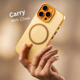 SkynUp Velar Premium Textured Back Cover Case for iPhone 16 Pro Max| Slim & Stylish Finish | Gold