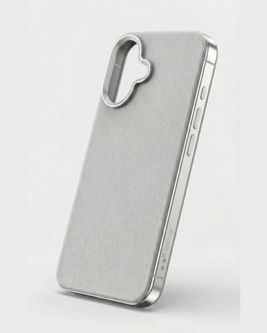 SkynUp Linea Premium Leather Back Cover Case for iPhone 17 | MagSafe Compatible | Grey