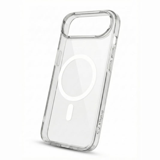 SkynUp Lumen Magnetic Clear Case Compatible with iPhone 17 Air | Anti-Yellowing Transparent Back & Shockproof Bumper | Slim Wireless Charging Protection | White