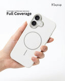 SkynUp Halo Magnetic Back Cover Case Compatible with iPhone 17 | Shockproof Hybrid TPU & Hard PC Matte Finish | Slim Wireless Charging Protection | White
