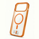 SkynUp Lumen Magnetic Clear Case Compatible with iPhone 17 Pro | Anti-Yellowing Transparent Back & Shockproof Bumper | Slim Wireless Charging Protection | Orange