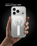 SkynUp Titan Magnetic Kickstand Case Compatible with iPhone 17 Pro | Built-in Foldable Stand & Clear Back | Slim Wireless Charging Protection | White
