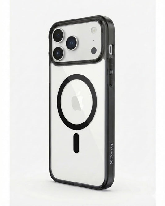 SkynUp Lumen Magnetic Clear Case Compatible with iPhone 17 Pro | Anti-Yellowing Transparent Back & Shockproof Bumper | Slim Wireless Charging Protection