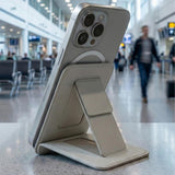 SkynUp Handy Magnetic Wallet with Built-in Stand Tripod Stand | Strong Magnets | Holds 3+ Cards | Magsafe Wallet Compatible with iPhone 17/16/15/14/13/12/Pro/Pro Max/Plus Series (Meteroite Grey)