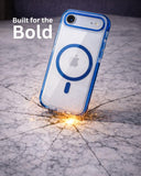 SkynUp Clario Back Case for iPhone 17 Air | Clear Back Cover with Magnetic Ring | Slim Shockproof Anti-Yellow TPU Case | Blue