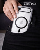 SkynUp Clario Back Case for iPhone17 Air | Clear Back Cover with Magnetic Ring | Slim Shockproof Anti-Yellow TPU Case | Black