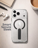 SkynUp Titan Magnetic Kickstand Case Compatible with iPhone 17 Pro Max | Built-in Foldable Stand & Clear Back | Slim Wireless Charging Protection | Black