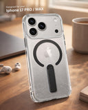 SkynUp Titan Magnetic Kickstand Case Compatible with iPhone 17 Pro | Built-in Foldable Stand & Clear Back | Slim Wireless Charging Protection | Black