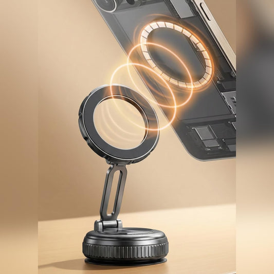SkynUp 360° Magnetic Vacuum Phone Holder | Hands-Free Foldable Suction Mount for Car, Shower & Home