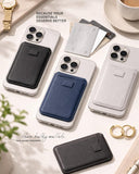 SkynUp Yoga Magnetic Wallet Slim Card Holder with Stand | Strong Magnetic Grip Holds 3+ Cards | Premium Leather | Designed for MagSafe Compatible with 17 Pro Max | Blue