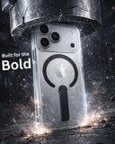 SkynUp Titan Magnetic Kickstand Case Compatible with iPhone 17 Pro | Built-in Foldable Stand & Clear Back | Slim Wireless Charging Protection | Black