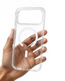 SkynUp Clario Back Case for iPhone 17 Pro Max | Clear Back Cover with Magnetic Ring | Slim Shockproof Anti-Yellow TPU Case | White