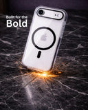 SkynUp Clario Back Case for iPhone17 Air | Clear Back Cover with Magnetic Ring | Slim Shockproof Anti-Yellow TPU Case | Black