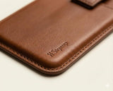SkynUp Yoga Magnetic Wallet Slim Card Holder with Stand | Strong Magnetic Grip Holds 3+ Cards | Premium Leather | Designed for MagSafe Compatible 17/16/15/14/13/12/Pro/Pro Max/Plus Series | Brown