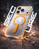 SkynUp Titan Magnetic Kickstand Case Compatible with iPhone 17 Pro Max | Built-in Foldable Stand & Clear Back | Slim Wireless Charging Protection | Orange