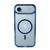 SkynUp Lumen Magnetic Clear Case Compatible with iPhone 17 Air | Anti-Yellowing Transparent Back & Shockproof Bumper | Slim Wireless Charging Protection | Blue