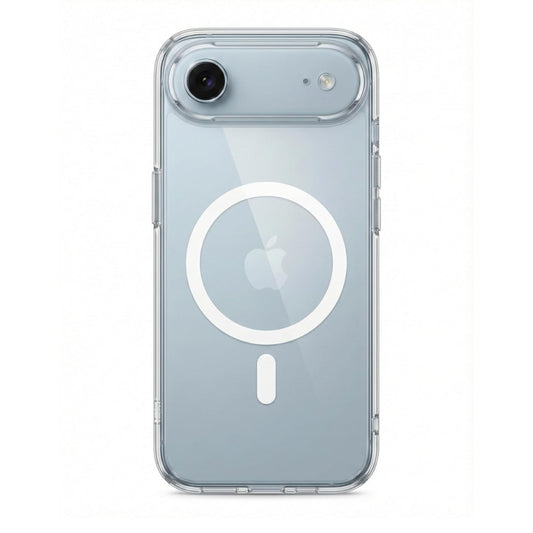 SkynUp Lumen Magnetic Clear Case Compatible with iPhone 17 Air | Anti-Yellowing Transparent Back & Shockproof Bumper | Slim Wireless Charging Protection | White