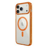 SkynUp Lumen Magnetic Clear Case Compatible with iPhone 17 Pro | Anti-Yellowing Transparent Back & Shockproof Bumper | Slim Wireless Charging Protection | Orange