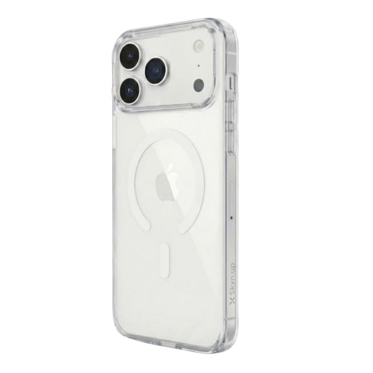 SkynUp Lumen Magnetic Clear Case Compatible with iPhone 17 Pro | Anti-Yellowing Transparent Back & Shockproof Bumper | Slim Wireless Charging Protection | White