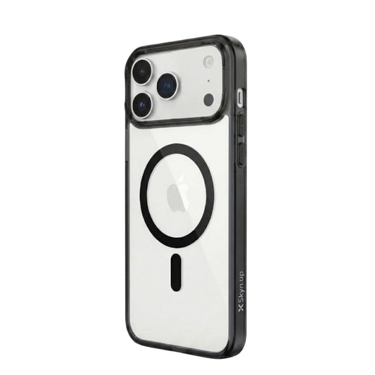 SkynUp Lumen Magnetic Clear Case Compatible with iPhone 17 Pro Max | Anti-Yellowing Transparent Back & Shockproof Bumper | Slim Wireless Charging Protection | Black