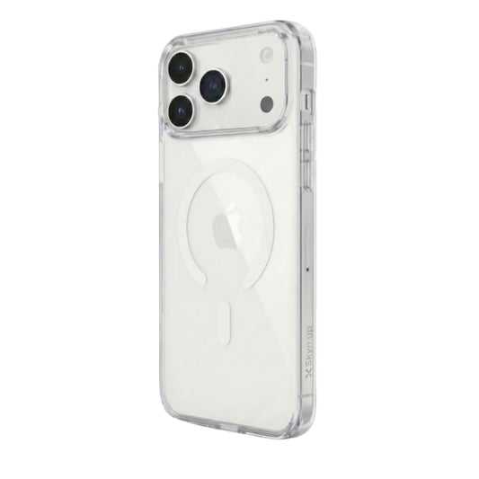 SkynUp Lumen Magnetic Clear Case Compatible with iPhone 17 Pro Max | Anti-Yellowing Transparent Back & Shockproof Bumper | Slim Wireless Charging Protection | White