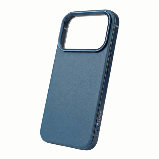 SkynUp Linea Premium Leather Back Cover Case for iPhone 17 Pro Max | MagSafe Compatible | Blue