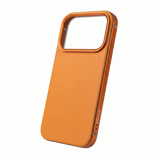 SkynUp Linea Premium Leather Back Cover Case for iPhone 17 Pro Max | MagSafe Compatible | Orange