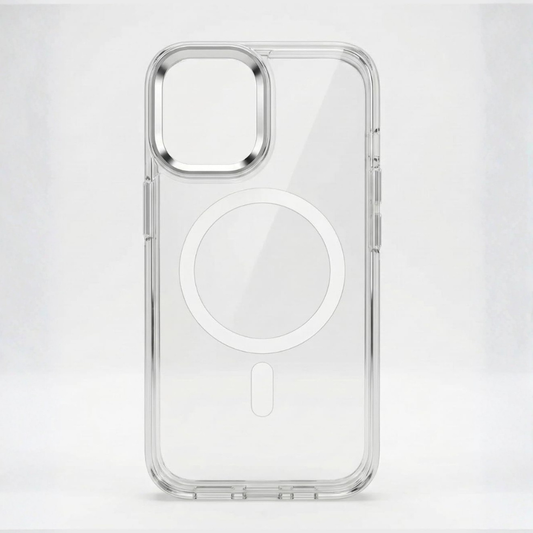 SkynUp Clario Back Case for iPhone 17 | Clear Back Cover with Magnetic Ring | Slim Shockproof Anti-Yellow TPU Case | White