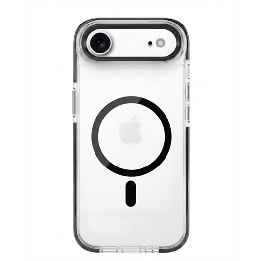 SkynUp Clario Back Case for iPhone17 Air | Clear Back Cover with Magnetic Ring | Slim Shockproof Anti-Yellow TPU Case | Black
