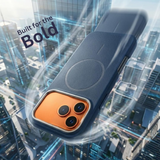 SkynUp Noir Fabric MagFit Back Cover Case for iPhone17 Pro | Magnetic Charging Compatible | Shockproof Compatible with MagSafe | Blue