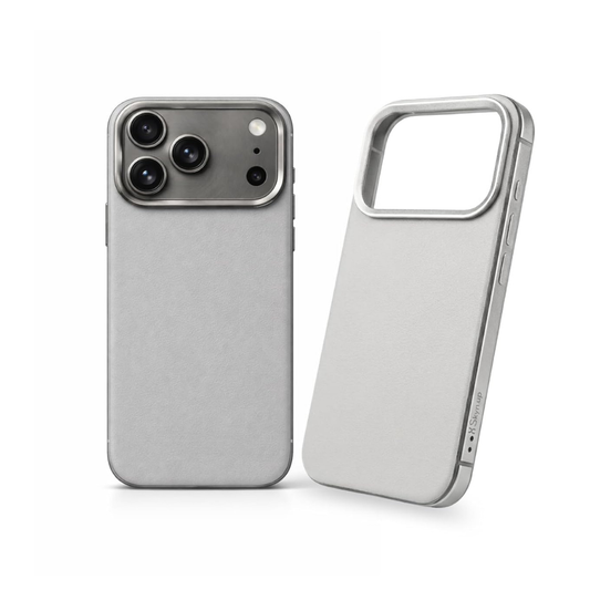 SkynUp Linea Premium Leather Back Cover Case for iPhone 17 Pro Max | MagSafe Compatible | Grey