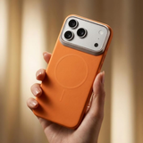 SkynUp Halo Magnetic Back Cover Case Compatible with iPhone 17 Pro Max | Shockproof Hybrid TPU & Hard PC Matte Finish | Slim Wireless Charging Protection | Orange