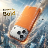 SkynUp Halo Magnetic Back Cover Case Compatible with iPhone 17 Pro Max | Shockproof Hybrid TPU & Hard PC Matte Finish | Slim Wireless Charging Protection | Orange