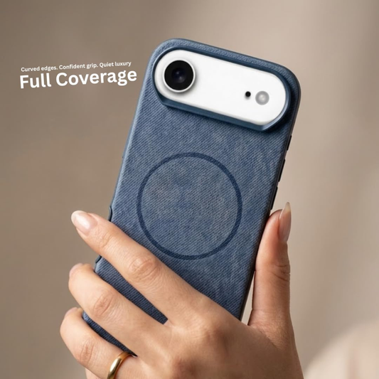 SkynUp Noir Fabric MagFit Back Cover Case for iPhone 17 Air | Magnetic Charging Compatible | Shockproof Compatible with MagSafe | Blue