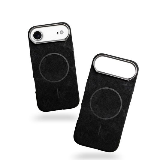 SkynUp Noir Fabric MagFit Back Cover Case for iPhone 17 Air | Magnetic Charging Compatible | Shockproof Compatible with MagSafe | Black
