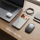 SkynUp Noir Fabric MagFit Back Cover Case for iPhone 17 Pro Max| Magnetic Charging Compatible | Shockproof Compatible with MagSafe | Grey