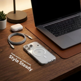 SkynUp Clario Back Case for iPhone 17 Pro | Clear Back Cover with Magnetic Ring | Slim Shockproof Anti-Yellow TPU Case | White
