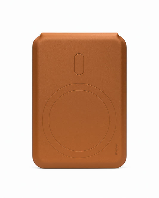 SkynUp Handy Magnetic Wallet with Built-in Stand Tripod Stand | Strong Magnets | Holds 3+ Cards | Magsafe Wallet Compatible with iPhone 17/16/15/14/13/12/Pro/Pro Max/Plus Series (Saddle Brown)