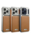 Skynup Capri Collection: Vintage Leather & Aluminum Case for iPhone 17 Pro | Premium Designer Mobile Back Cover | Skynup