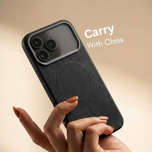 SkynUp Noir Fabric MagFit Back Cover Case for iPhone 17 Pro | Magnetic Charging Compatible | Shockproof Compatible with MagSafe | Black
