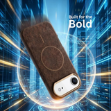 SkynUp Noir Fabric MagFit Back Cover Case for iPhone 17 Air | Magnetic Charging Compatible | Shockproof Compatible with MagSafe | Brown