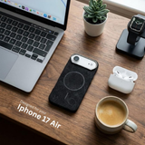 SkynUp Noir Fabric MagFit Back Cover Case for iPhone 17 Air | Magnetic Charging Compatible | Shockproof Compatible with MagSafe | Black