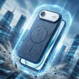 SkynUp Noir Fabric MagFit Back Cover Case for iPhone 17 Air | Magnetic Charging Compatible | Shockproof Compatible with MagSafe | Blue